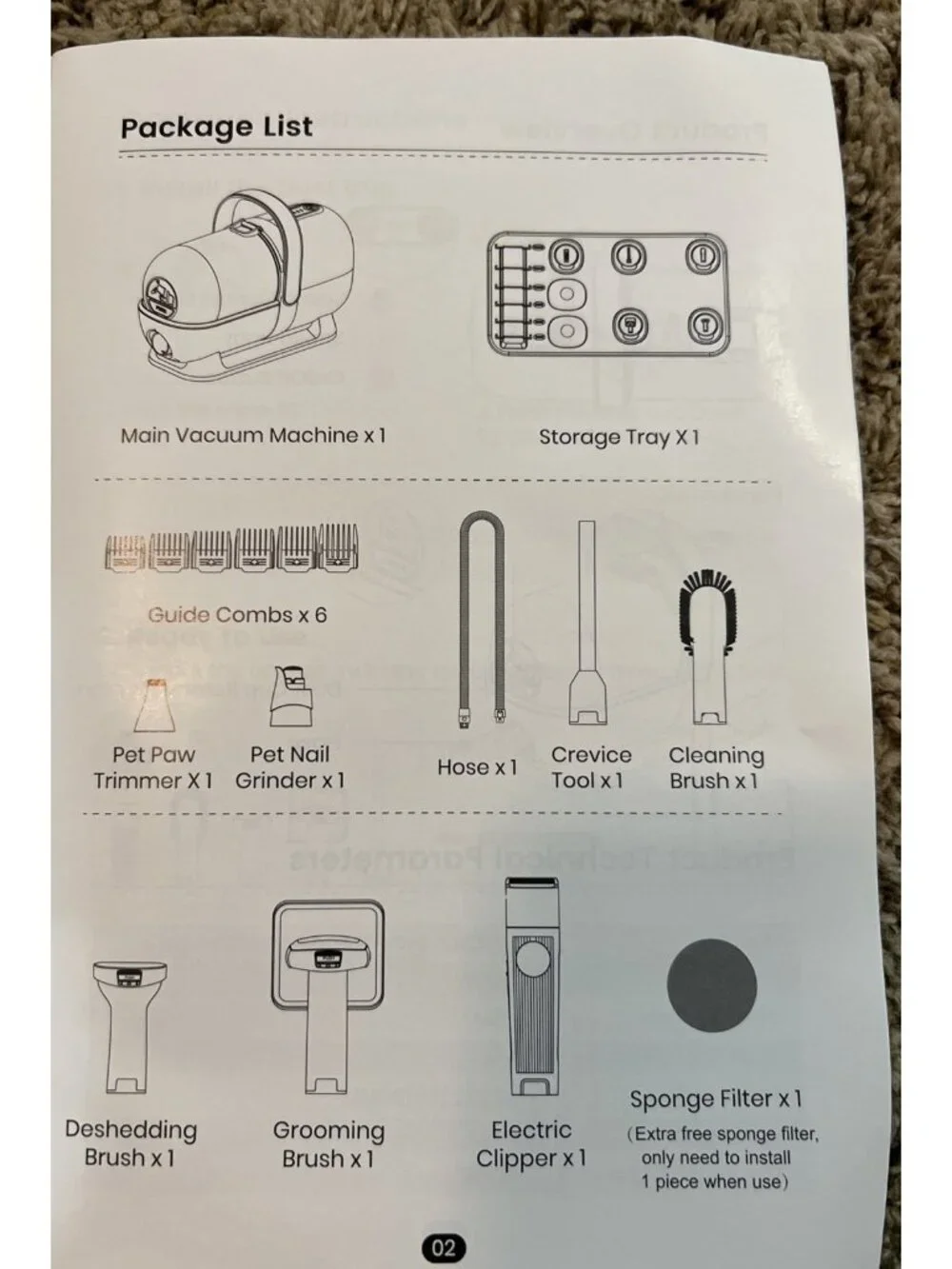 Oneisall 7-in-1 Dog Grooming Vacuum Kit with Clipper, Nail Grinder, 1.5L